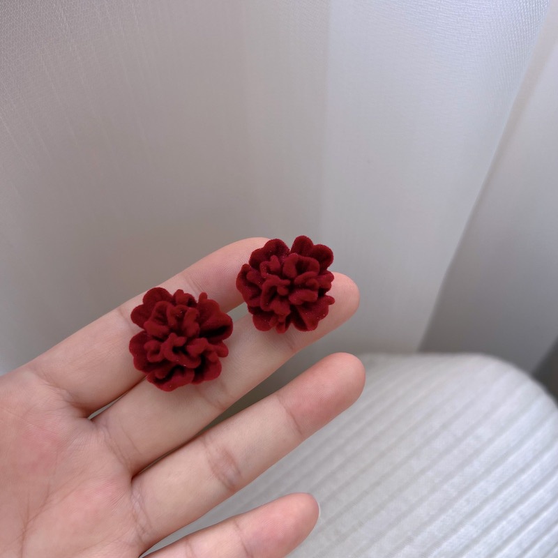 Đôi Khuyên Tai Hình Hoa Đỏ Thời Trang Cho Nữ
