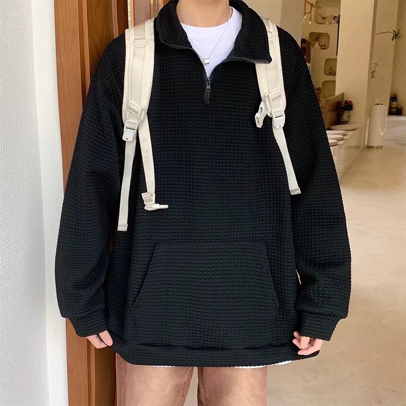 Áo Sweater form rộng Tay Dài Dáng Rộng Màu Trơn áo sweater có cổ Phong Cách Hàn Quốc Thời Trang áo sweater Nam Nữ