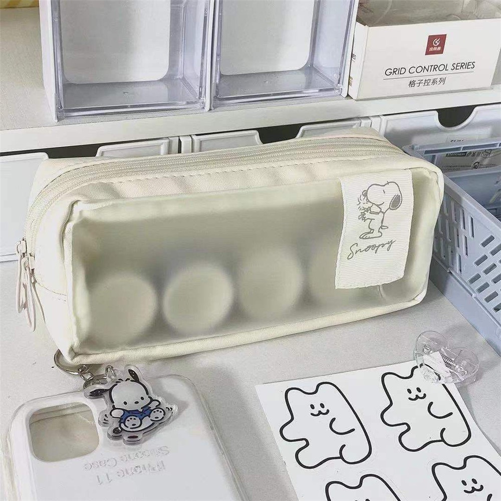Túi Đựng Bút Bằng PVC Trong Suốt Cỡ Lớn In Hình Snoopy Dễ Thương Cho Học Sinh