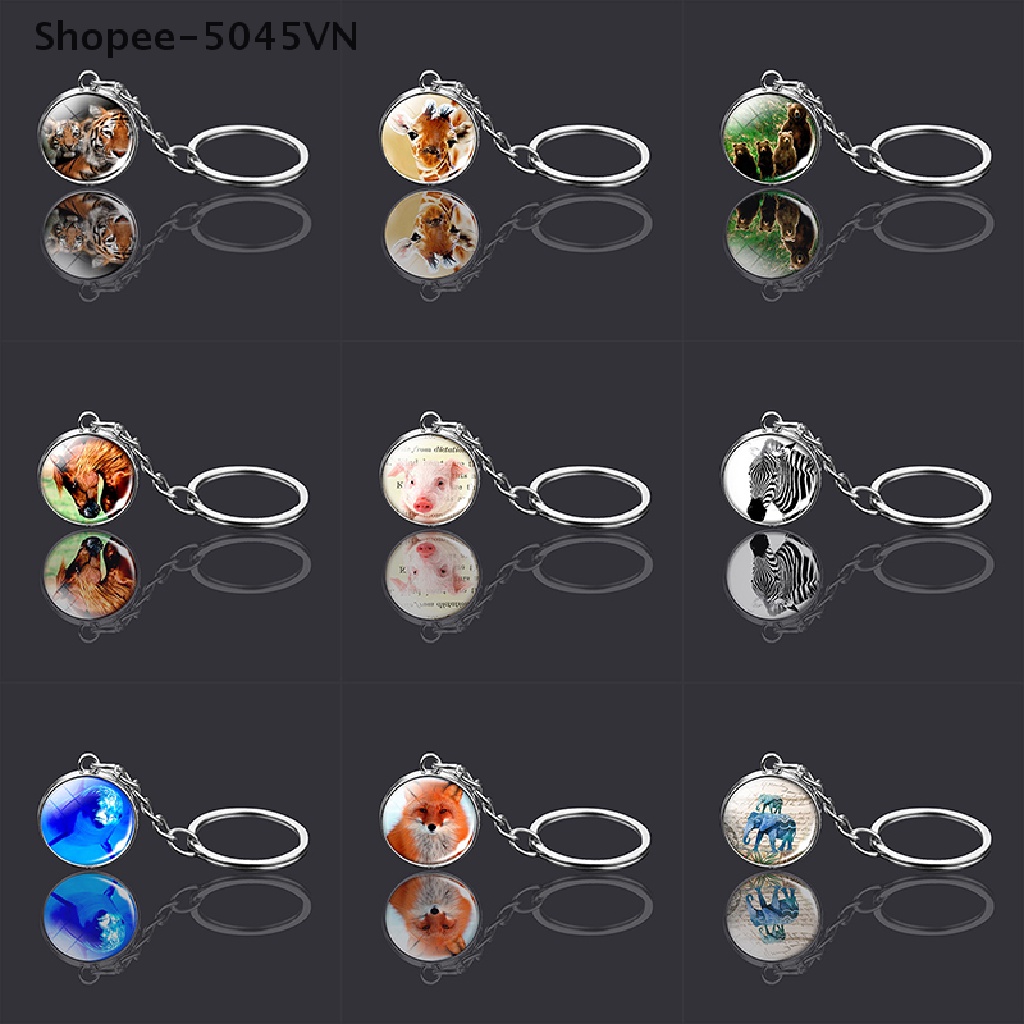 [Hàng Có Sẵn] Móc Khóa Quả Cầu Thủy Tinh Hai Mặt Hình Sói Hổ (H)
