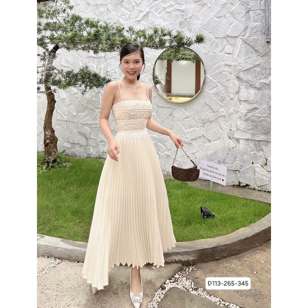 Đầm maxi 2 dây xếp ly - Đ113 sang trọng, quyến rũ thích hợp đi tiệc, đi cưới, đi cf sang chảnh