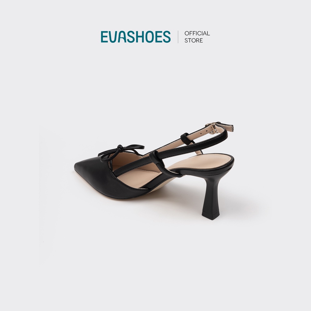 Sandal bít mũi phối nơ gót mảnh 6cm Evashoes Eva0074V