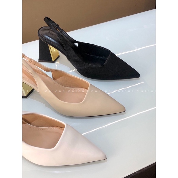 Giày slingback Malena mũi nhọn dáng đế xéo cao 7cm