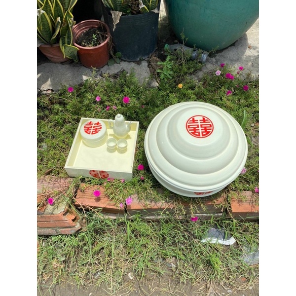 Mâm quả cưới màu đỏ đô sơn full toàn bộ
