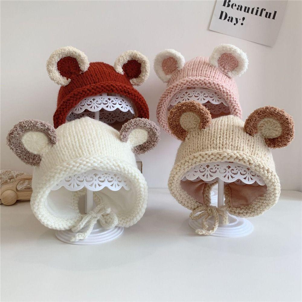 Mũ Cotton Dệt Kim Bảo Vệ Tai Dễ Thương Xinh Xắn Dành Cho Bé