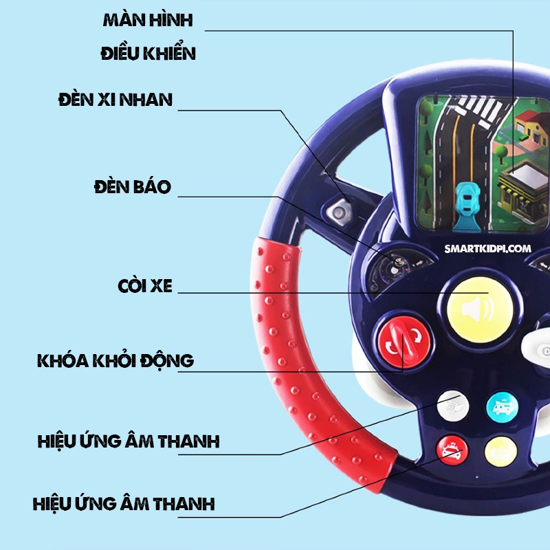 Đồ chơi Vô Lăng Tập Lái Cho Bé hàng cao cấp, Vô Lăng Giả Lập Lái Xe Nhiều Hiệu Ứng, Nhựa ABS Bền Bỉ, An Toàn