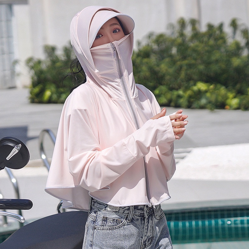 Combo Mũ và Áo Khoáng Chống Nắng Chống UV - Có Thể Tách Ra Được - Vừa Có Mũ Trùm &amp; Mũ Riêng - Chất Lụa Lạnh - Loại Dầy