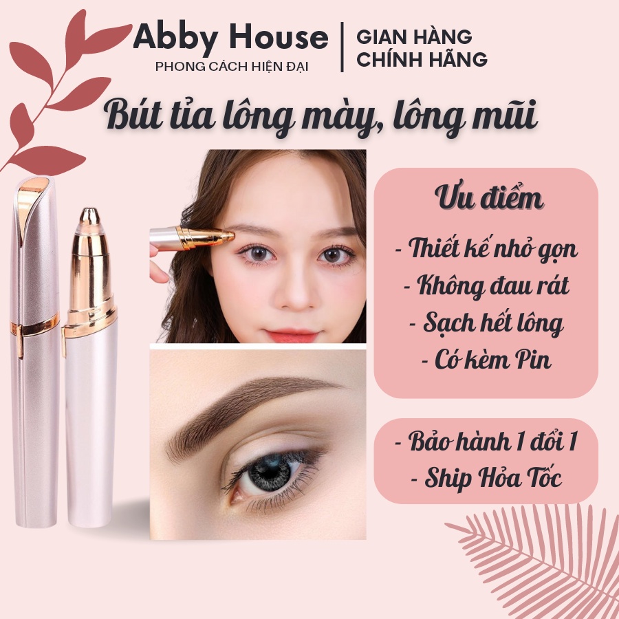 Bút Tỉa Lông Mày, Máy Tỉa Lông Mày Abby House - Bút Tỉa Chân Mày Mini Không Đau, Tỉa Sạch Lông - Có Kèm Pin