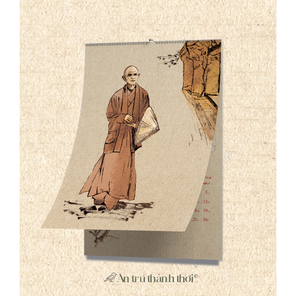 Lịch Treo Tường Bộ Lịch Thư Pháp Làng Mai 2024 -Tặng Kèm 1 Postcard Làng Mai