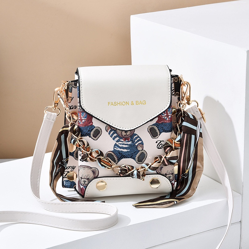 Ielgy Túi Đeo Chéo Đựng Điện Thoại mini In Họa Tiết Gấu retro Cho Nữ