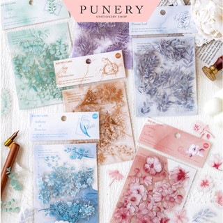 Punery - pu002 - set 40 hình dán sticker trong hình hoa lá nhiều màu sắc - mo card