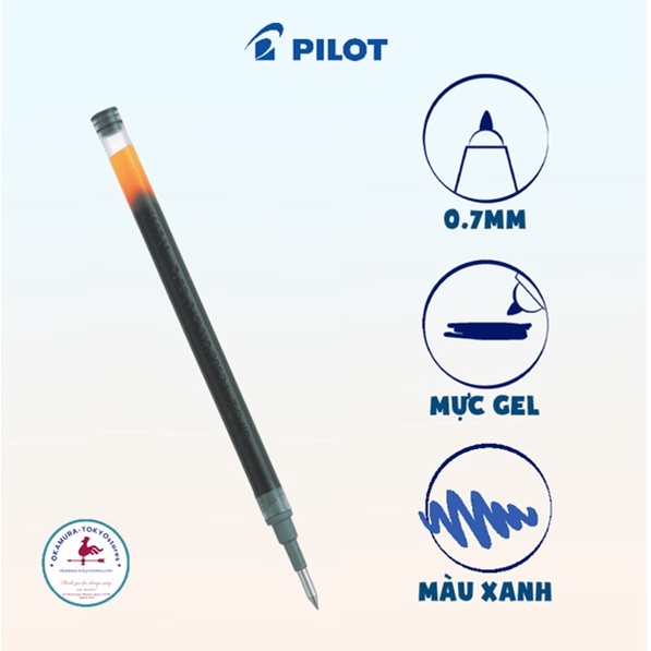 Ruột bút mực gel G2 mực xanh, Ruột bút Pilot ngòi 0.7mm viết êm đầu bút bi siêu bền
