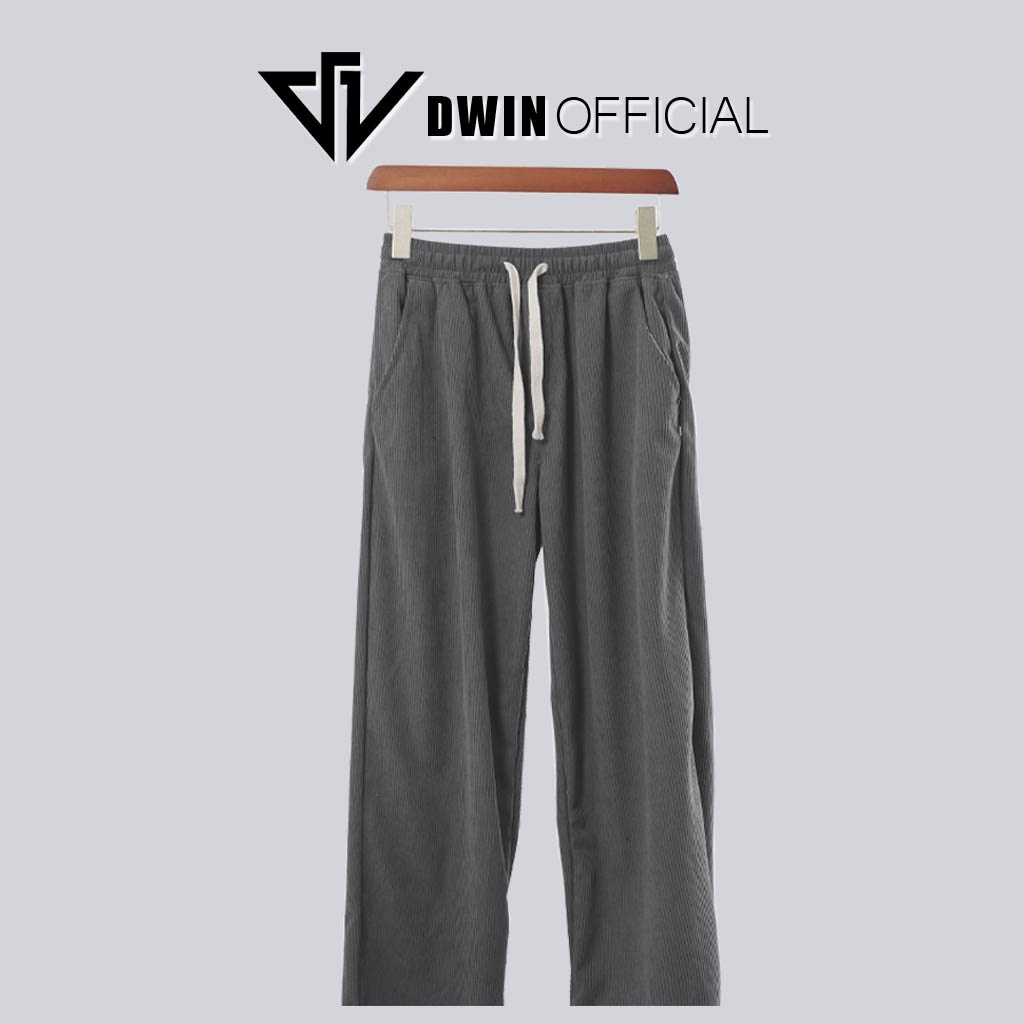 Quần nhung tăm dài ống rộng suông baggy nam nữ basic unisex Dwin