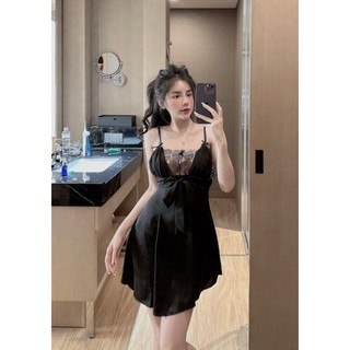 🥰 Đầm lụa phối ren, cột nơ trước
