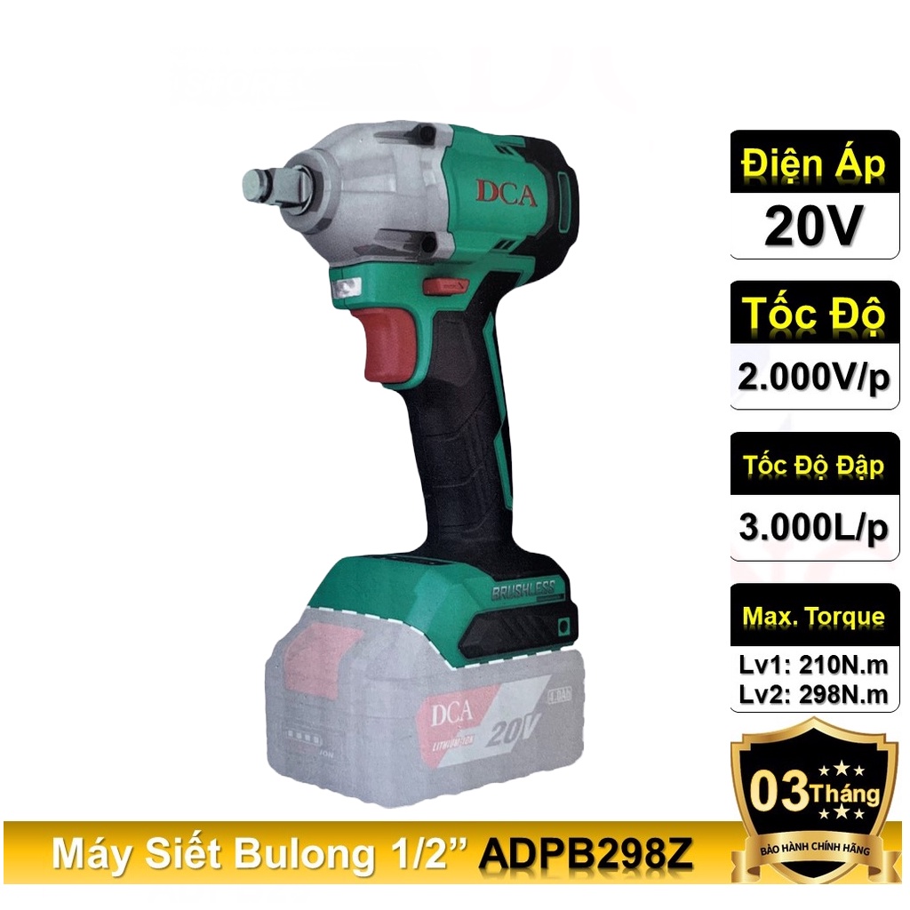 Thân Máy Siết Bulong 1/2 Inch DCA ADPB298Z (Không chổi than)