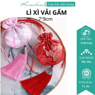 Lì xì 2024 độc – đẹp – ấn tượng , hầu bao vải tròn thêu hình rồng