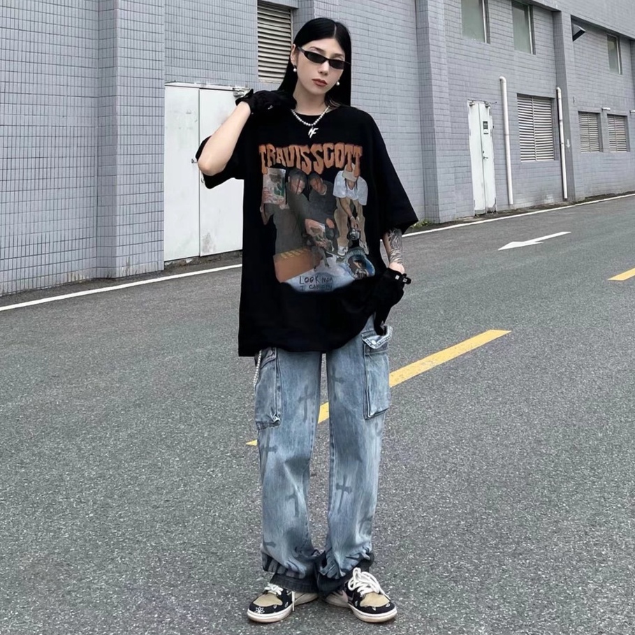 Quần bò ống rộng unisex  quần jean ống đứng Cao Cấp denim quần jean ống rộng thời trang quần jean nam hàn quốc phong cách Hàn Quốc oversizequần hiphop nam