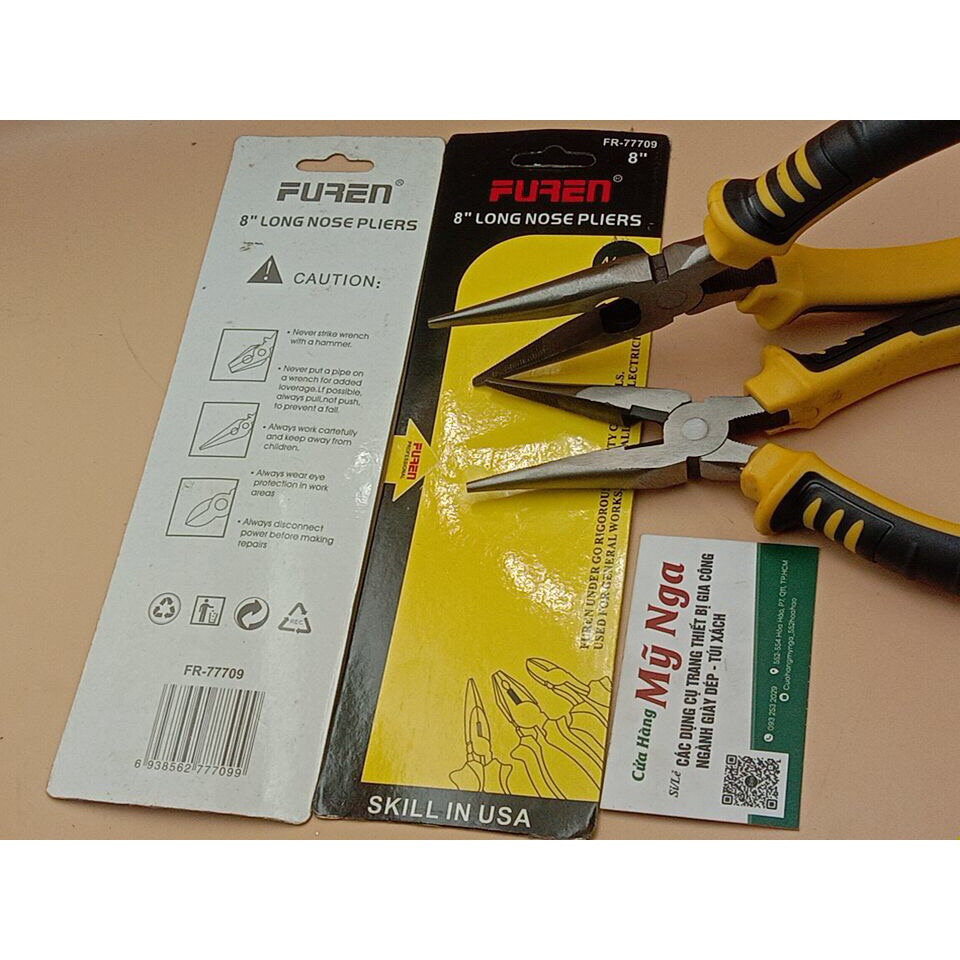 Kìm nhọn thẳng 8in FUREN cán vàng đen