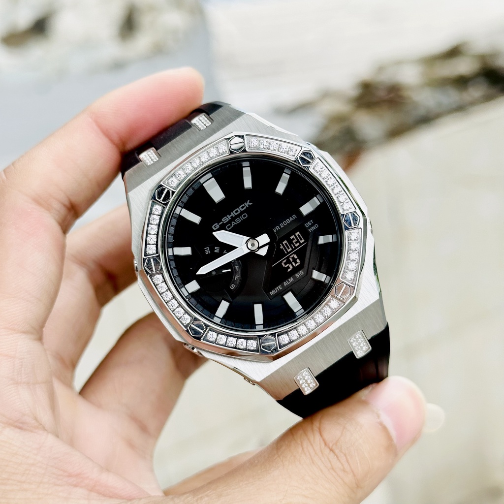 Đồng hồ nam dây nhựa Casio G Shock GA 2100G Viền Diamond