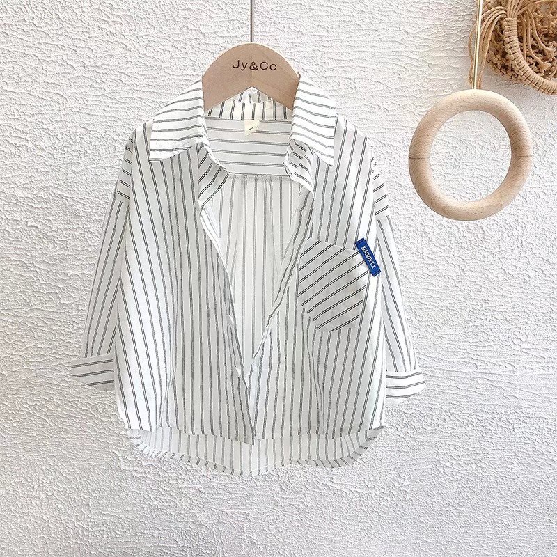 Áo sơ mi BXPB tay dài dáng rộng thoải mái phong cách thời trang độc đáo cho bé trai 3-15 tuổi