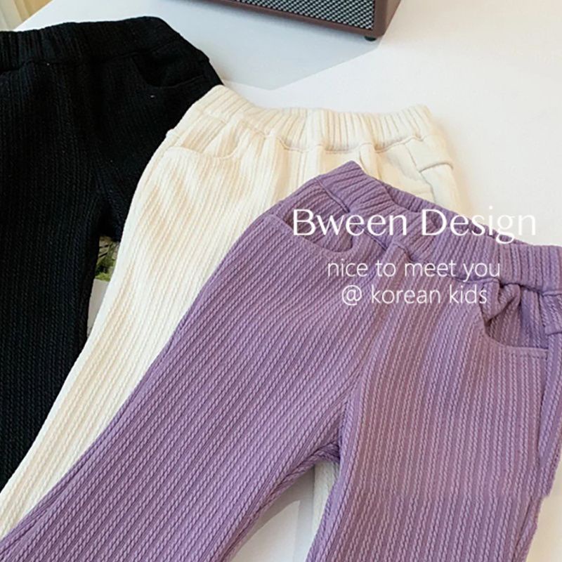 MNGRL Quần Nhung Ống Loe Màu Trơn Thời Trang Hàn Quốc Mùa Thu Cho Bé Gái