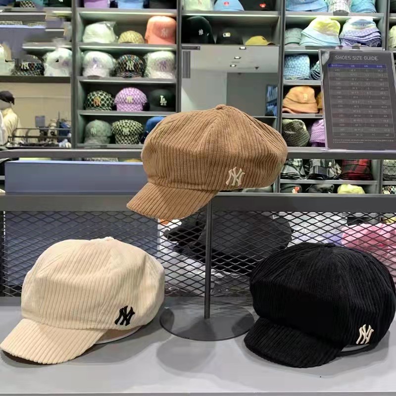 Mũ nồi Len Beret Nữ Nồi Mùa Đông Bằng Vải Nhung Kẻ Hình Bát Giác Cổ Điển