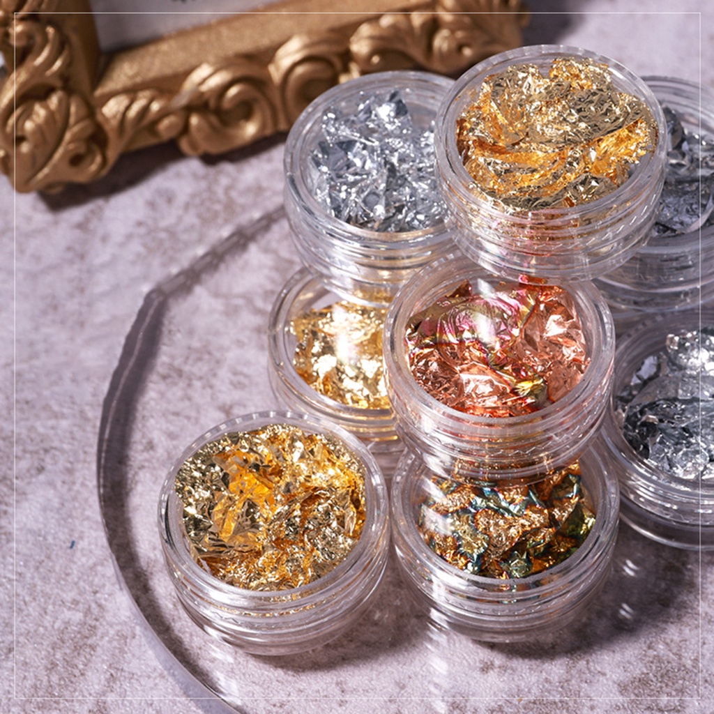 Set 12 Lá Vàng Siêu Mỏng Trang Trí Móng Tay Dễ Dán