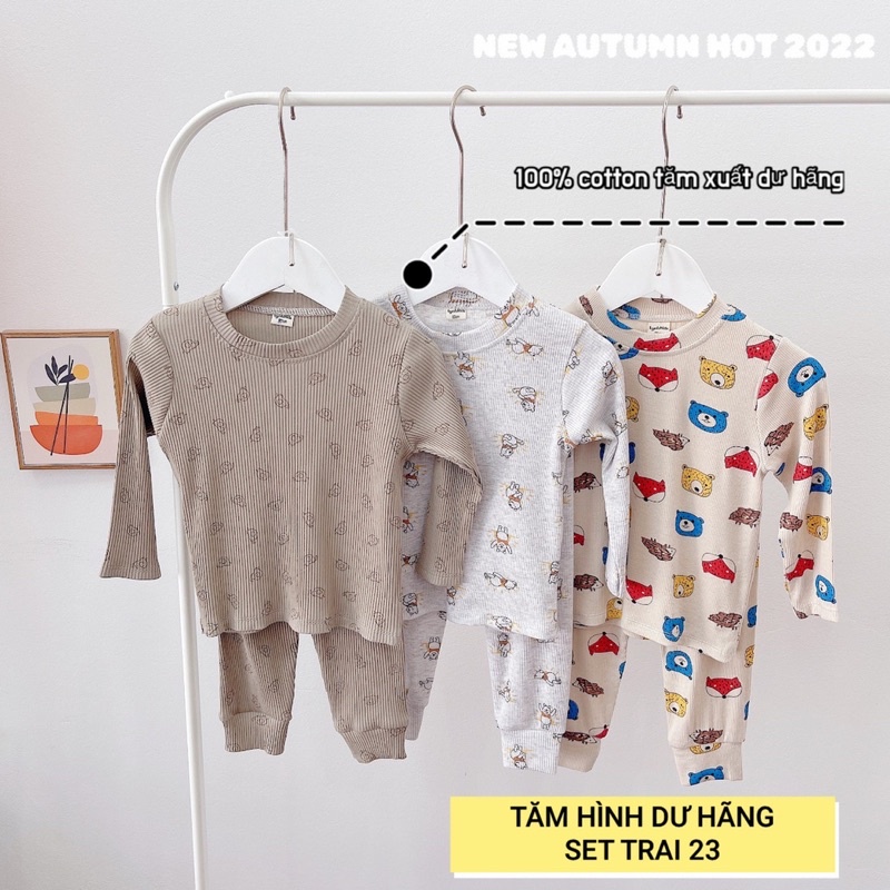 Set 3 bộ thun hoạ tiết bé trai bé gái