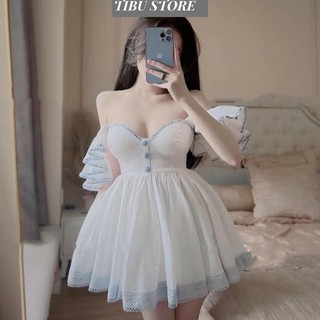 ĐẦM CÔNG CHÚA TIBU VÁY NỮ XOÈ TẦNG PHỐI VIỀN REN SIÊU NỮ TÍNH DỰ TIỆC