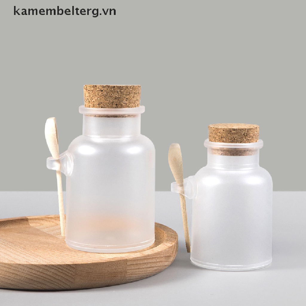 Lọ Đựng Muối Tắm Bằng Nhựa Nhám Kèm Muỗng Gỗ