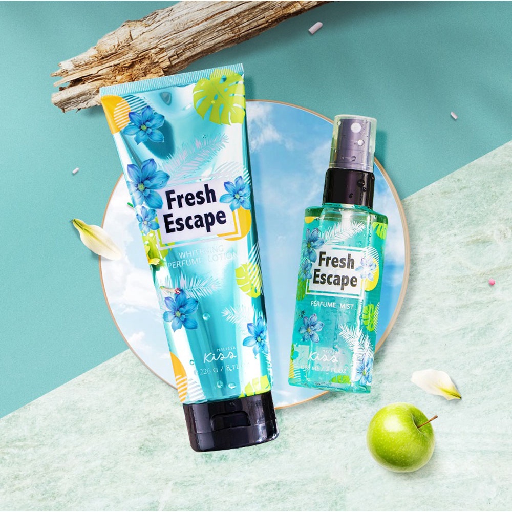 Dưỡng Thể Nước Hoa Sáng Da Hương Fresh Escape Malissa Kiss Whitening Perfume Body Lotion 226 gr