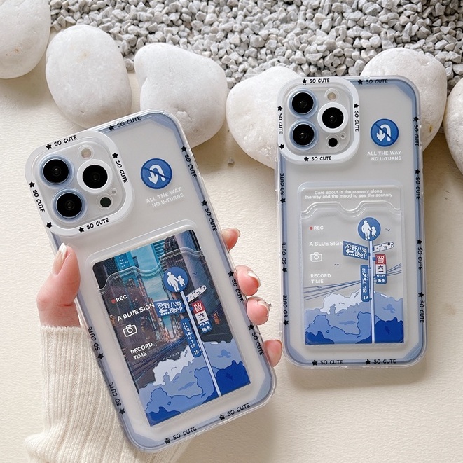 Ốp Điện Thoại TPU Mềm Trong Suốt Có Túi Khí Chống Rơi Và Ngăn Đựng Thẻ Cho iPhone 14 13 12 11 Pro Max XR XS 8 / 7 Plus