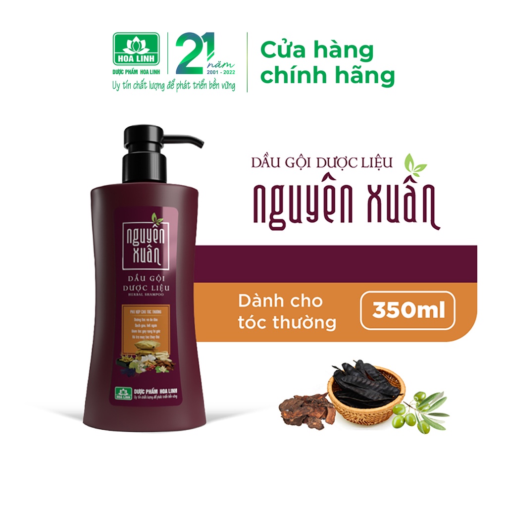 Dầu gội Dược liệu Nguyên Xuân nâu 350ml - Dành cho tóc thường - Tặng thêm 10% thể tích giá không đổi