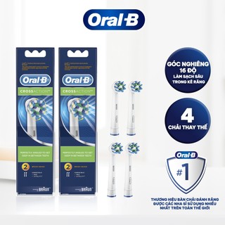 Combo Đầu Bàn Chải Điện ORAL-B CrossAction (4 Cái) Loại Bỏ Thêm Đến 100% Mảng Bám