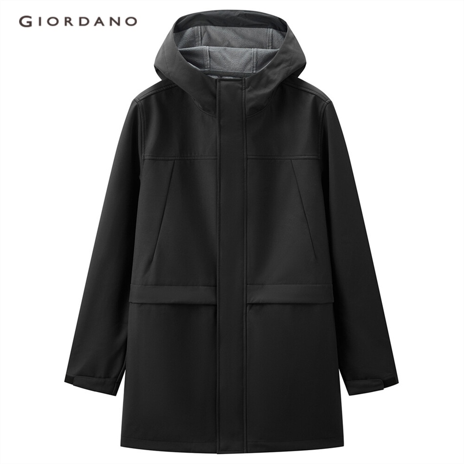 Áo khoác GIORDANO 01072686 có mũ trùm đầu dáng dài lót nỉ