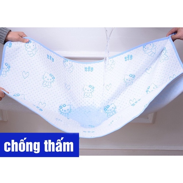 Tấm Lót Chống Thấm Hình Gấu 4 Lớp, Lót Sơ Sinh Cao Cấp Êm Ái Cho Bé