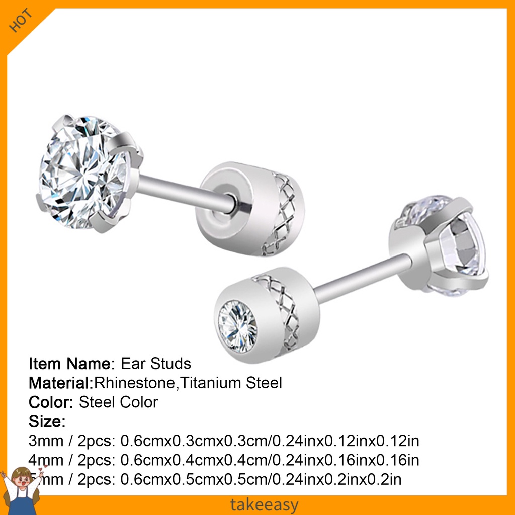 Bông Tai Thép Titan Đính Đá Zircon Tròn Thời Trang Cho Nam Và Nữ