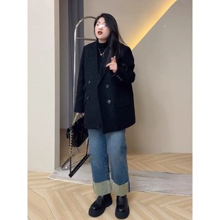 [Bigsize 55 - 100kg] Áo dạ Blazer dạ tweed thanh lịch dáng dài