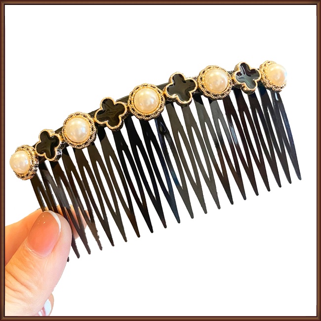 Lược Kẹp Tóc Đính Ngọc Trai Nhân Tạo Chống Trượt Tiện Dụng