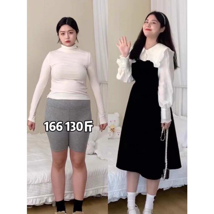 Plus Đầm Dài Tay Cổ Búp Bê Giả Hai Mảnh Dáng Ôm Thời Trang Mùa Thu 2022 Cho Nữ