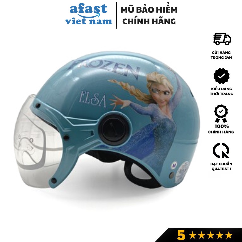 Mũ bảo hiểm cho bé nửa đầu có kính Protec Kitty, họa tiết Nữ hoàng băng giá Elsa, Siêu thoáng khí