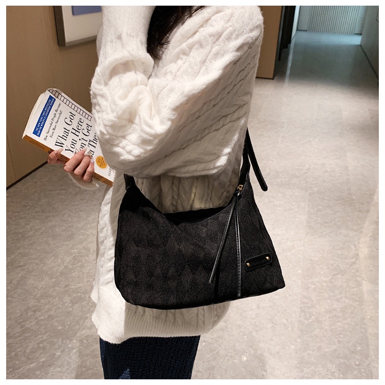 Túi xách đeo vai JASMIN NOIR vải canvas họa tiết hình thoi thời trang đơn giản dành cho nữ