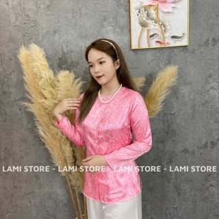 Đồ lam đi chùa áo bà ba + quần trắng chất lụa cao cấp v29