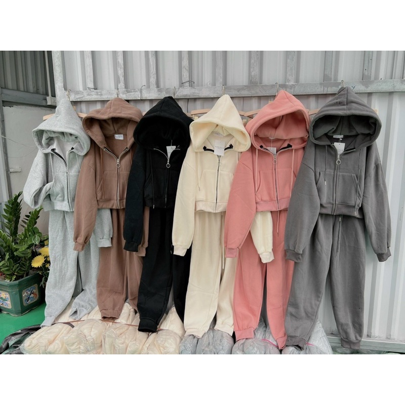 - - BỘ NỈ CRT áo khoác nỉ mũ 2 lớp + quần thụng bom - - mẫu hot