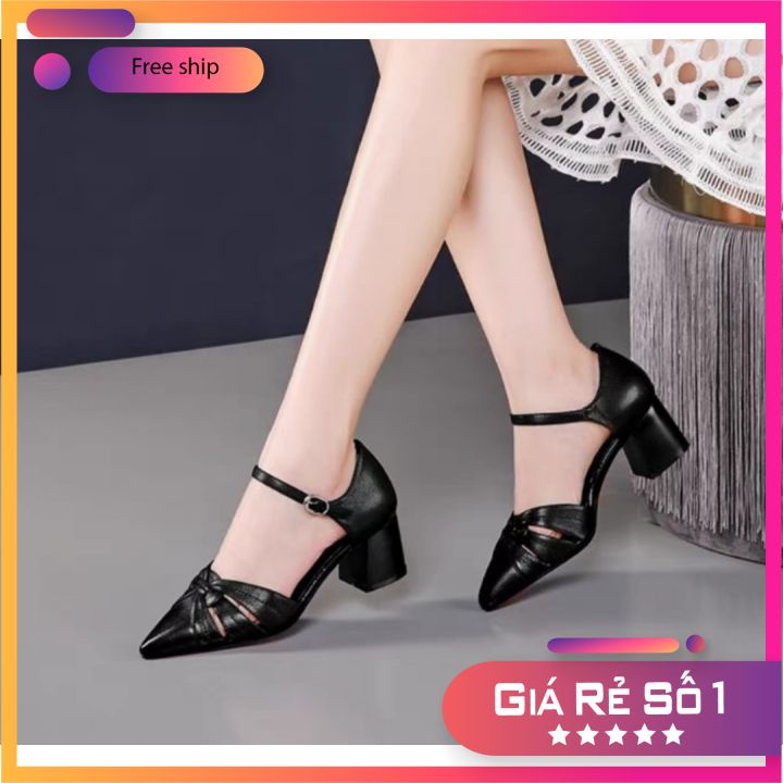 Giày cao gót mũi nhọn cao cấp - da mềm - gót cao 5p
