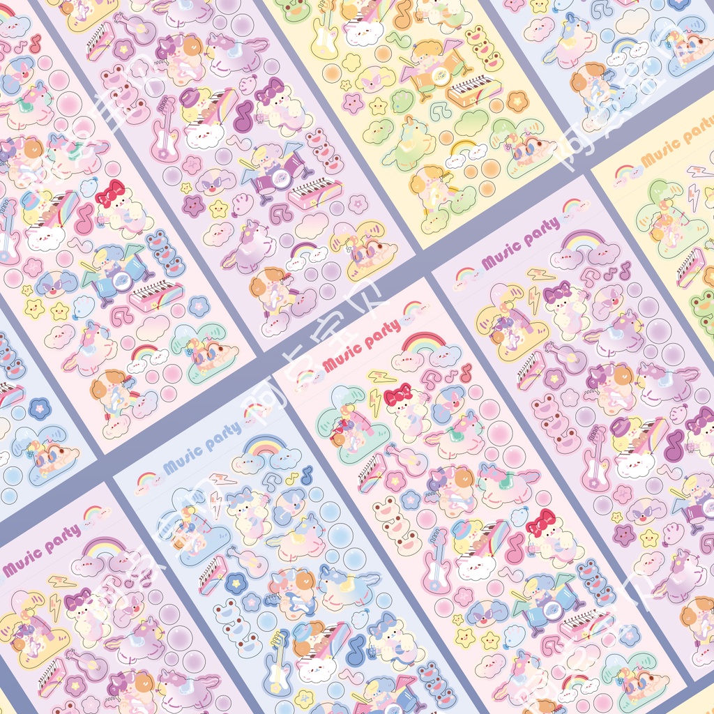 Zanmo tờ nhãn dán sticker cún kim tuyến laser lấp lánh trang trí toploader