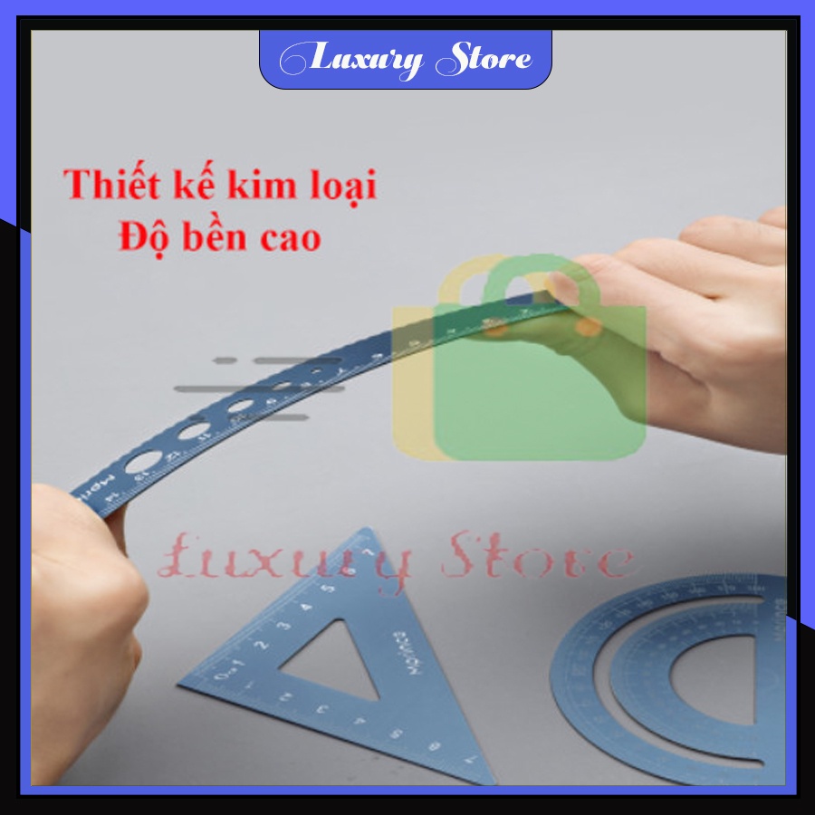 Bộ thước kẻ cao cấp hình học dùng vẽ toán học dành cho học sinh