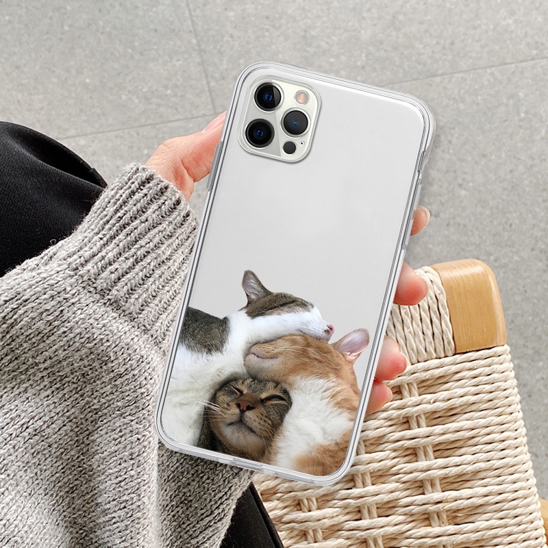 Ốp lưng iphone bộ ba mèo ốp vuông trong suốt bảo vệ cam 6/6splus/7/7plus/8/8plus/x/xr/xs/11/12/13/14/pro/max/plus/promax