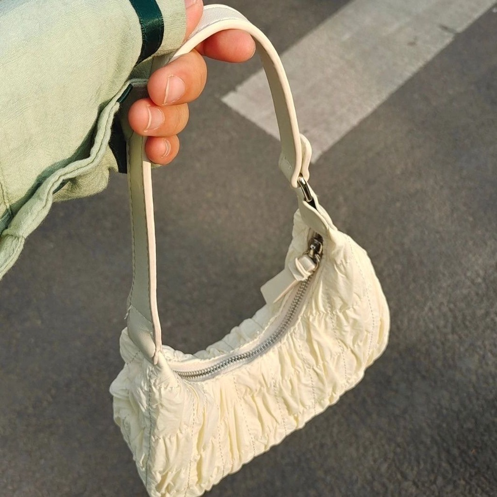 [Hàng Có Sẵn] Túi Xách Kẹp Nách Họa Tiết Bán Nguyệt Xếp Ly Mùa Hè