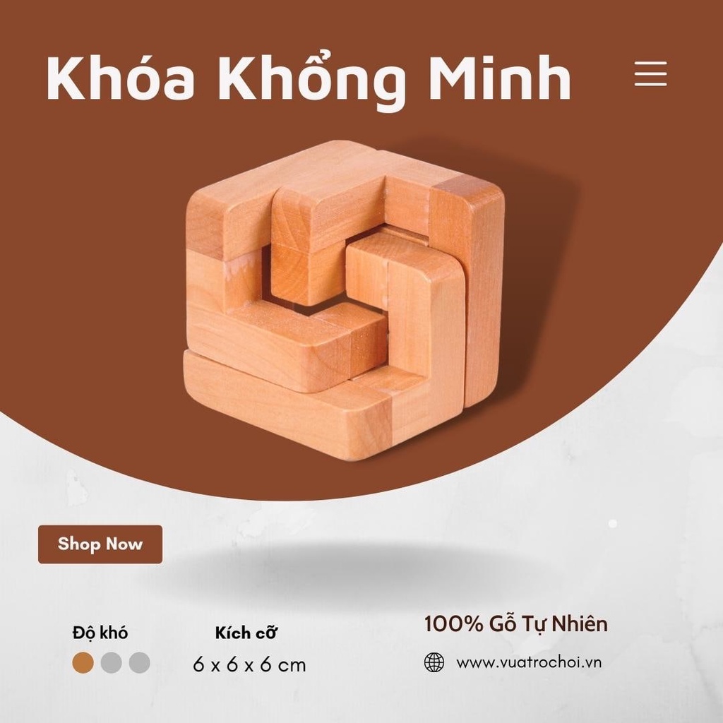 Đồ Chơi Gỗ Thông Minh Cho Trẻ Em - Khóa Gỗ Khổng Minh Embracing lock - A145